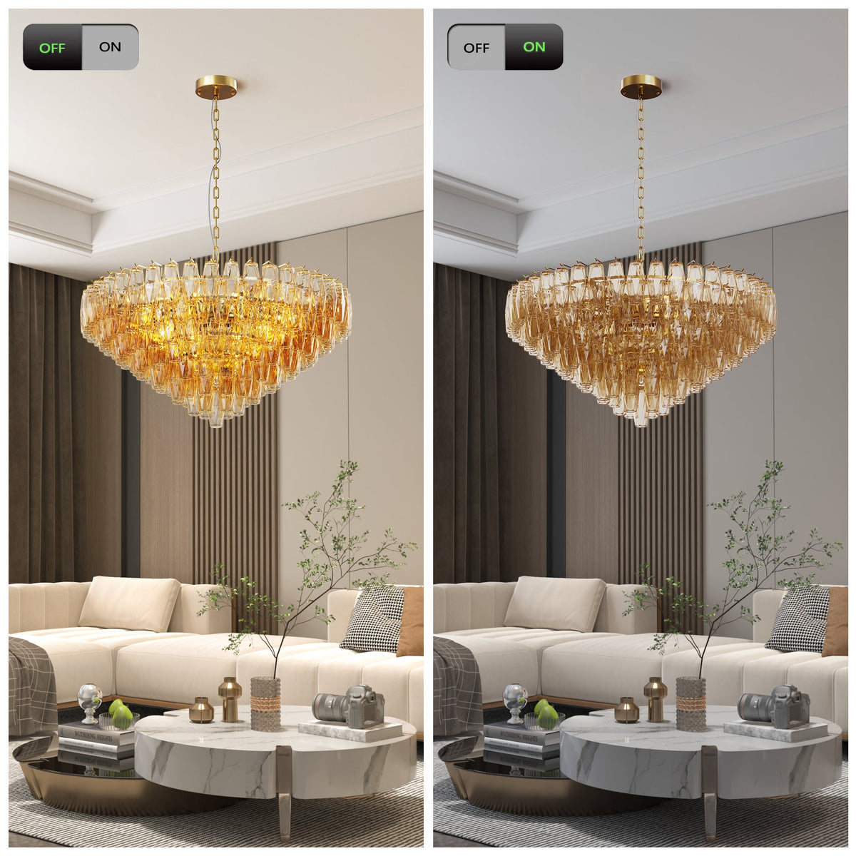 37-Inch Tiered Smoke Glass 14-Light Chandelier - product image 5