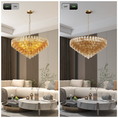 37-Inch Tiered Smoke Glass 14-Light Chandelier - product image 5