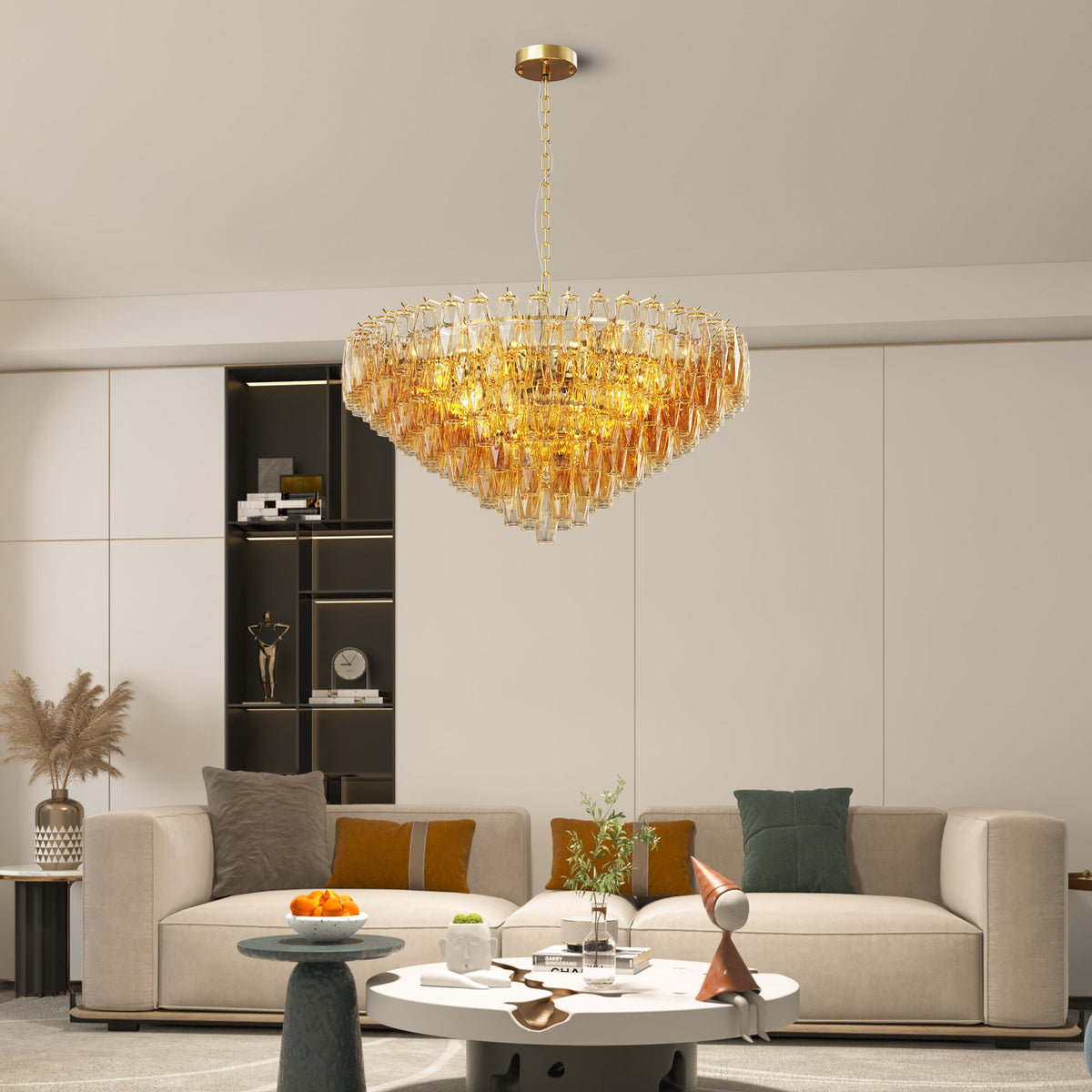 37-Inch Tiered Smoke Glass 14-Light Chandelier - product image 2