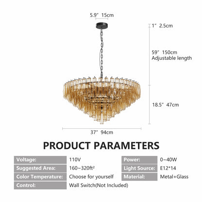37-Inch Tiered Smoke Glass 14-Light Chandelier - product image 19