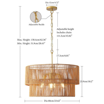 Two-Tier Handwoven Rattan 5-Light Pendant Chandelier - product image 14