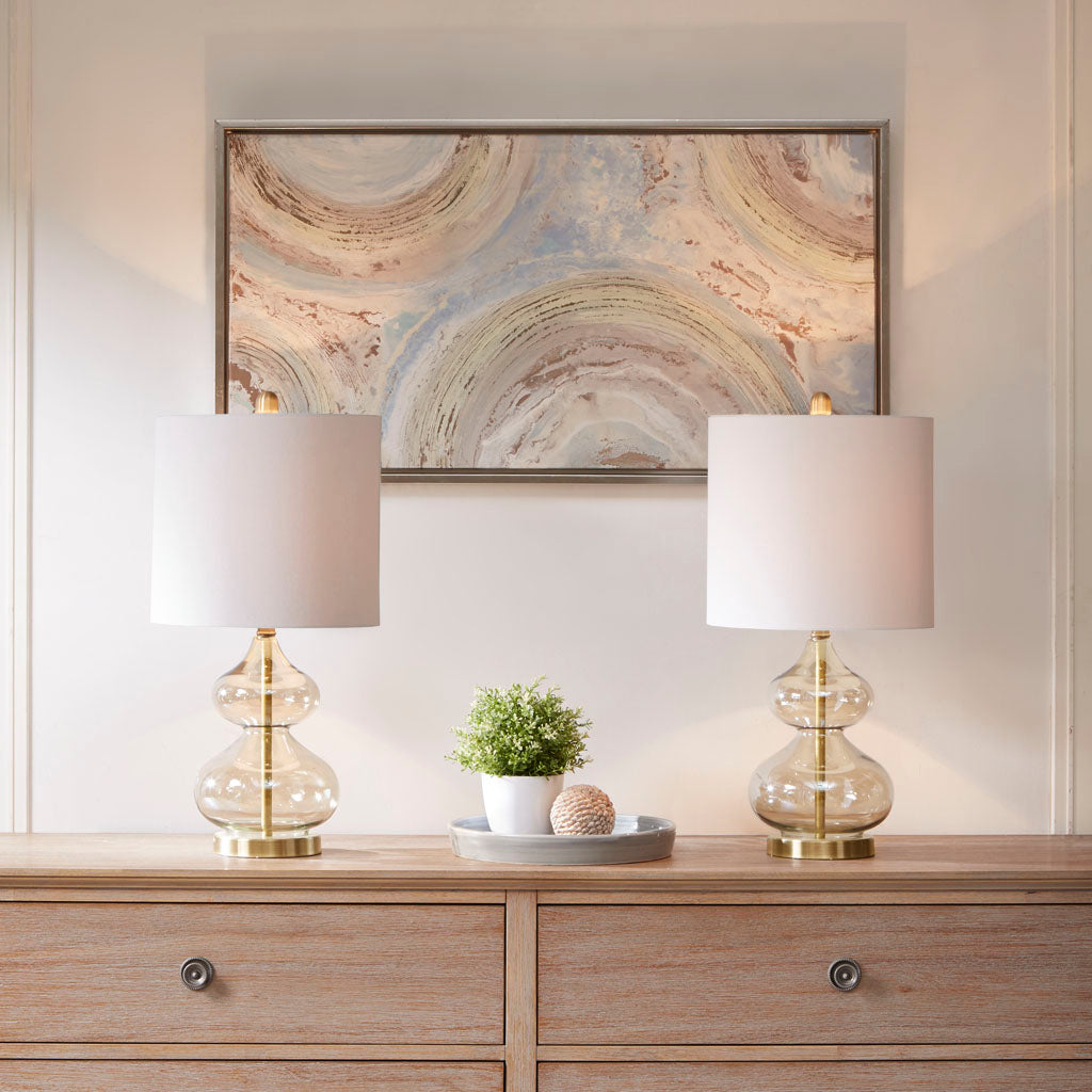 Curved Glass Gourd Table Lamps - Set of 2 - product image 5