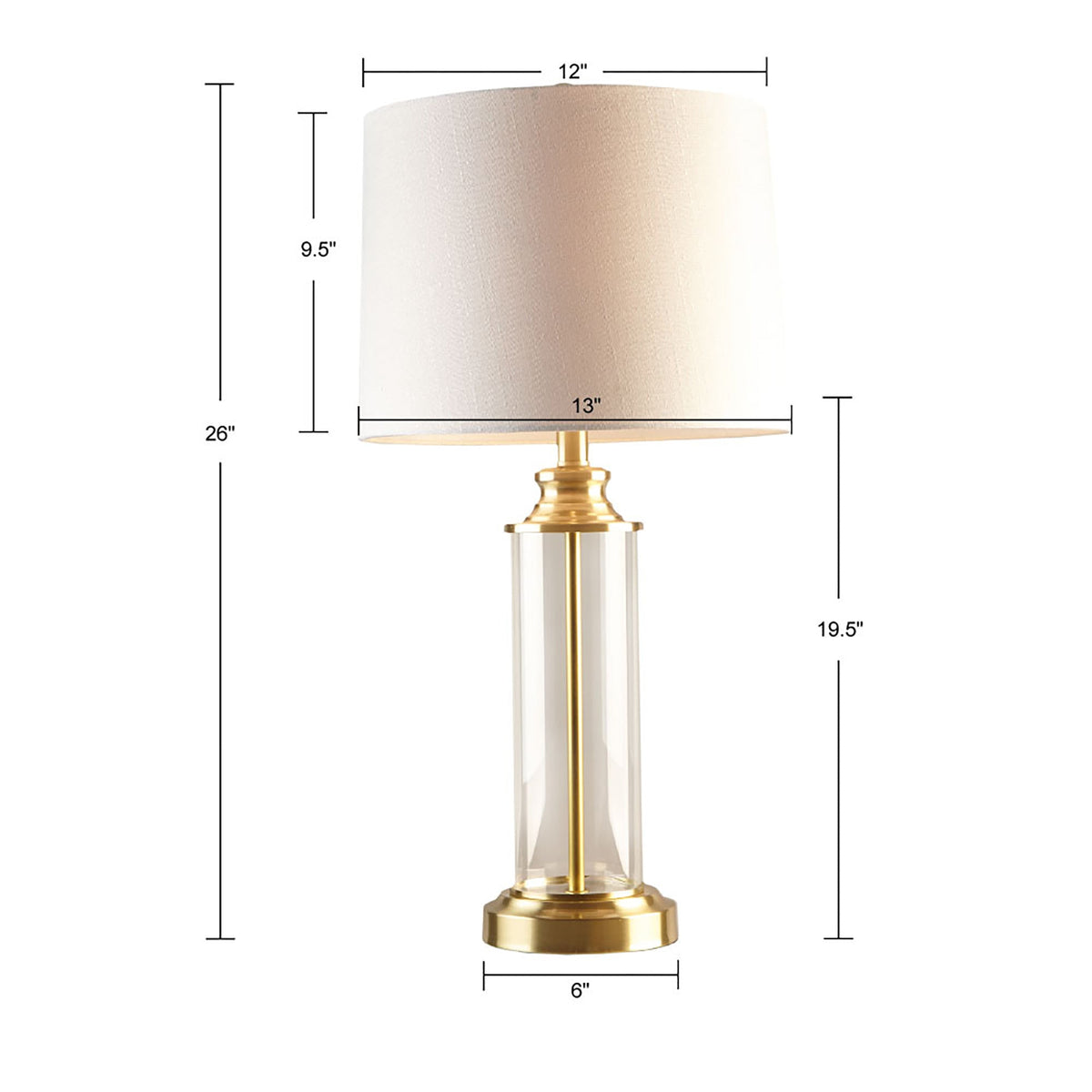 Gold & Glass Cylinder Table Lamps - Set of 2 - product image 8