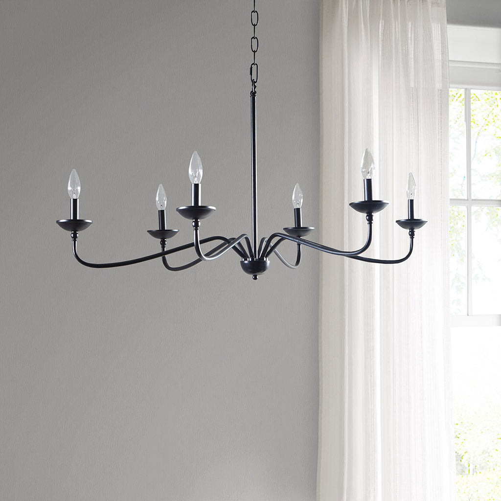 Brighton 6-Light Black & White Farmhouse Chandelier - product image 5