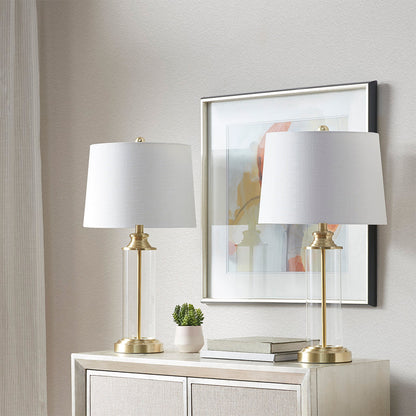 Gold & Glass Cylinder Table Lamps - Set of 2 - product image 3
