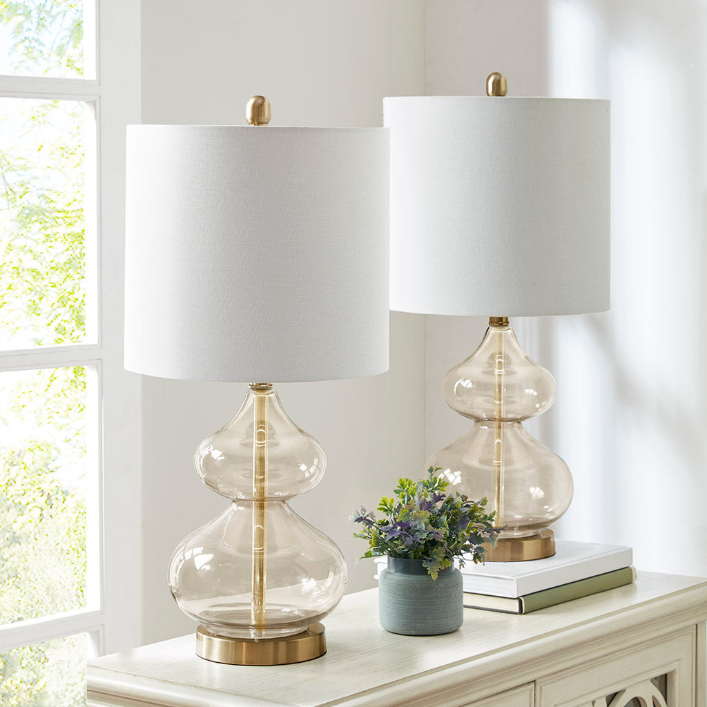 Curved Glass Gourd Table Lamps - Set of 2 - product image 2