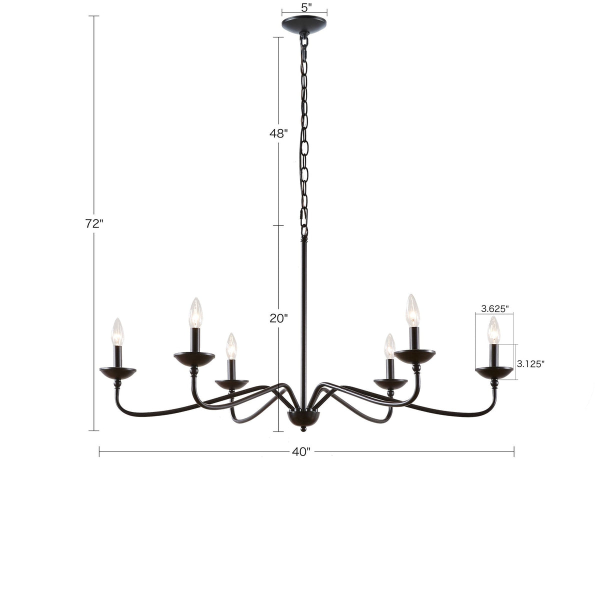 Brighton 6-Light Black & White Farmhouse Chandelier - product image 9