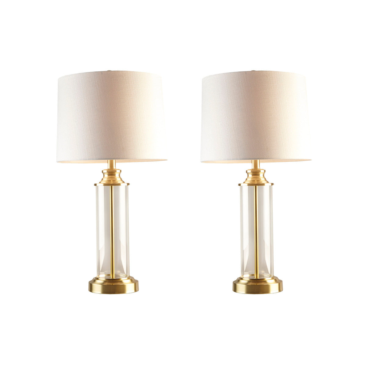 Gold & Glass Cylinder Table Lamps - Set of 2 - product image 1