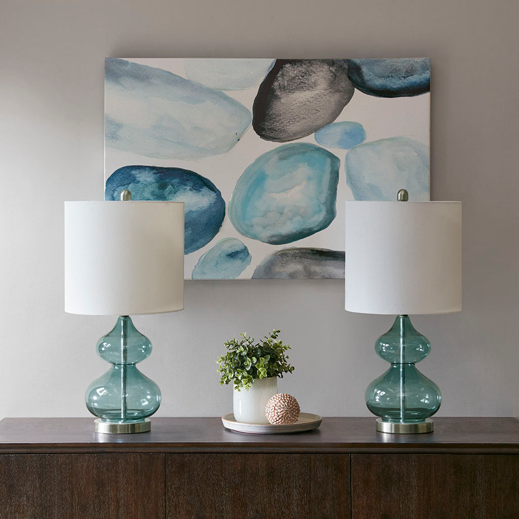 Curved Glass Gourd Table Lamps - Set of 2