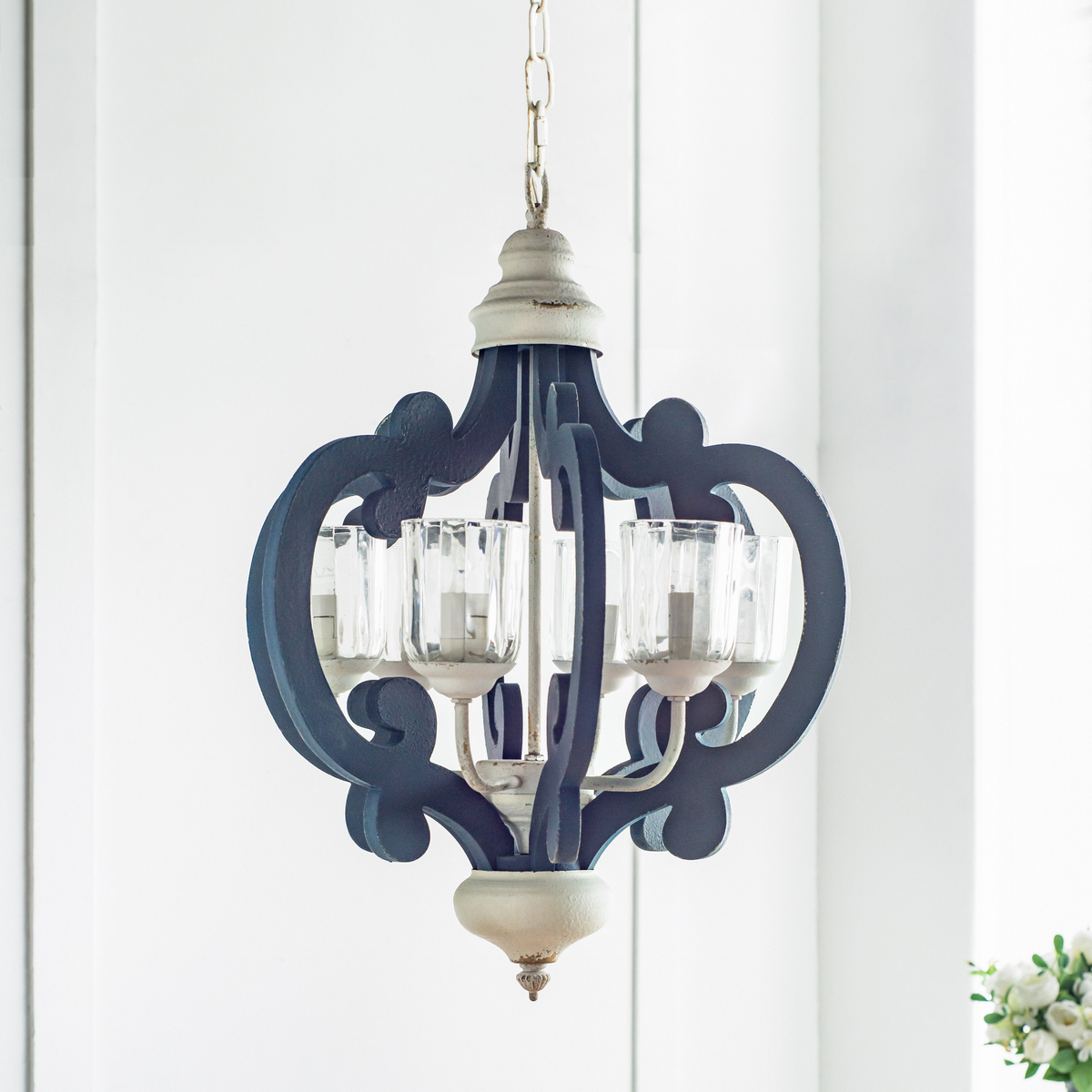 Rosalie Navy & White 6-Light Farmhouse Chandelier - product image 2