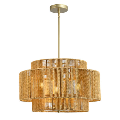 Three-Light Woven Paper Rope Chandelier - product image 1