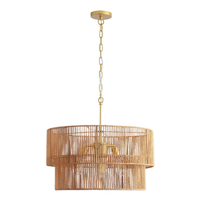 Two-Tier Handwoven Rattan 5-Light Pendant Chandelier - product image 13