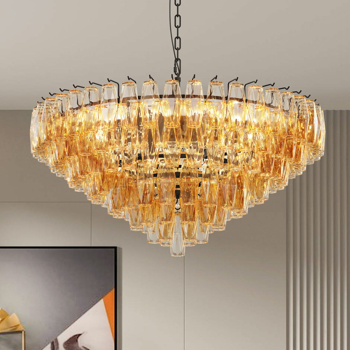 37-Inch Tiered Smoke Glass 14-Light Chandelier - product image 13