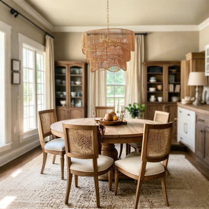 Handwoven Wave Rattan 7-Light Pendant Chandelier - product image 7