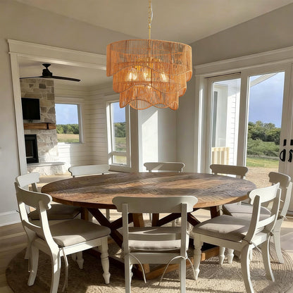 Handwoven Wave Rattan 7-Light Pendant Chandelier - product image 6