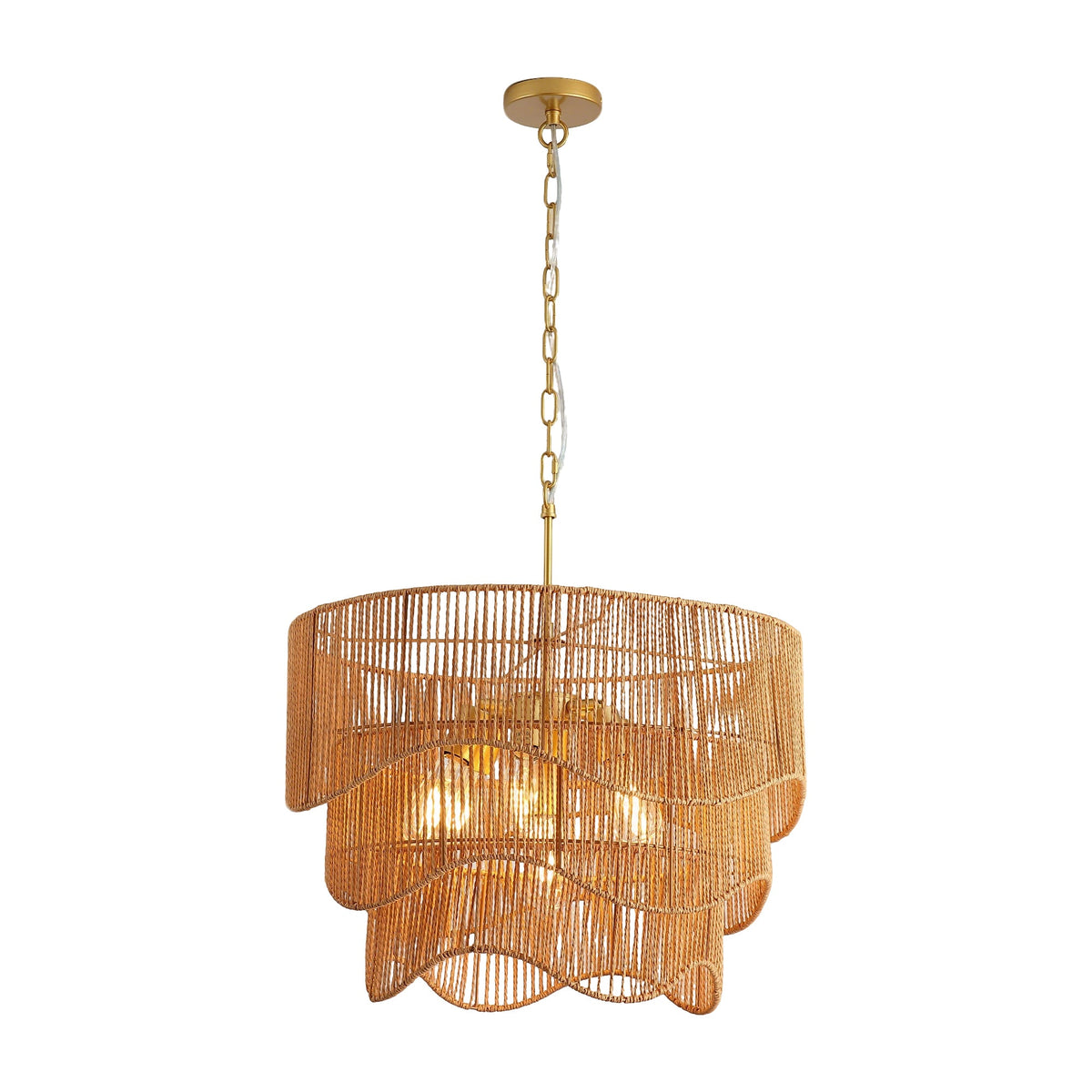 Handwoven Wave Rattan 7-Light Pendant Chandelier - product image 1