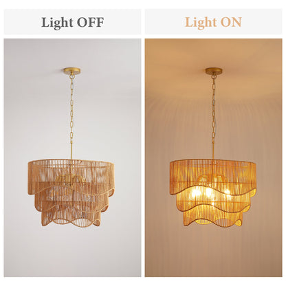 Handwoven Wave Rattan 7-Light Pendant Chandelier - product image 12