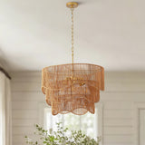 Handwoven Wave Rattan 7-Light Pendant Chandelier