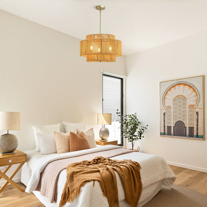 Three-Light Woven Paper Rope Chandelier - product image 3