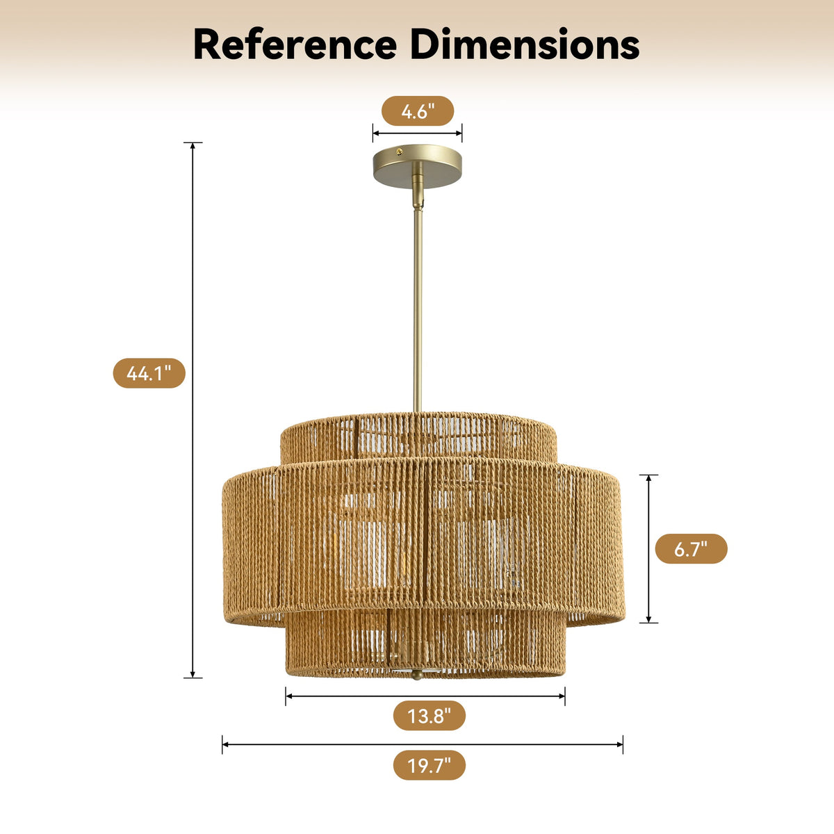 Three-Light Woven Paper Rope Chandelier - product image 7