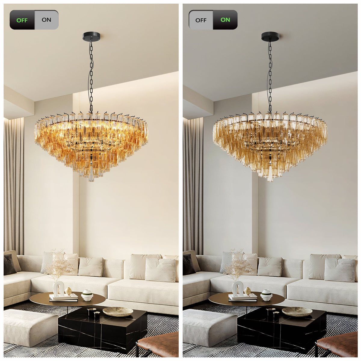 37-Inch Tiered Smoke Glass 14-Light Chandelier - product image 15
