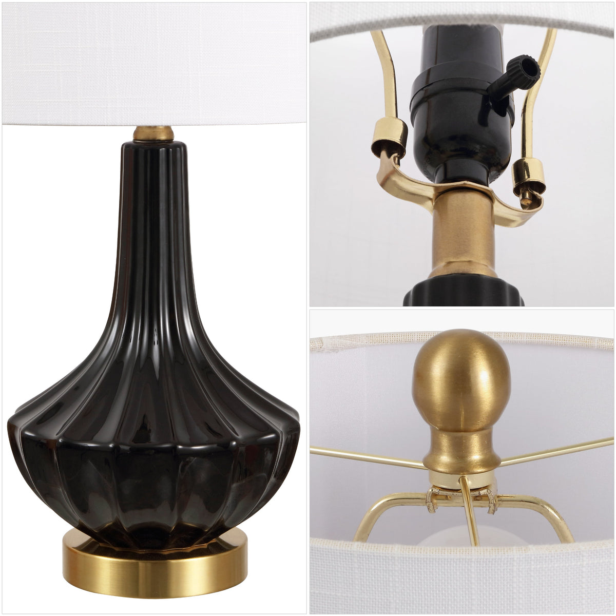 Parker Ribbed Ceramic Gourd Table Lamp - product image 4