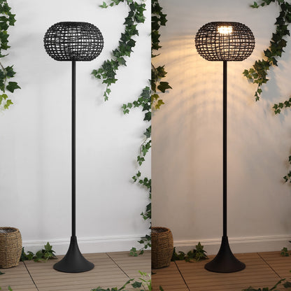 Jaemin 58-Inch Solar LED Rattan-Look Outdoor Floor Lamp - product image 6