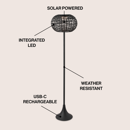 Jaemin 58-Inch Solar LED Rattan-Look Outdoor Floor Lamp - product image 3