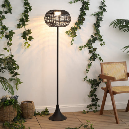 Jaemin 58-Inch Solar LED Rattan-Look Outdoor Floor Lamp - product image 2