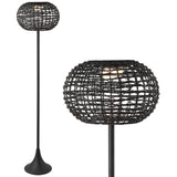 Jaemin 58-Inch Solar LED Rattan-Look Outdoor Floor Lamp