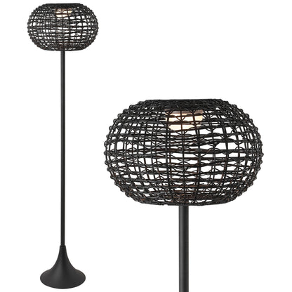 Jaemin 58-Inch Solar LED Rattan-Look Outdoor Floor Lamp