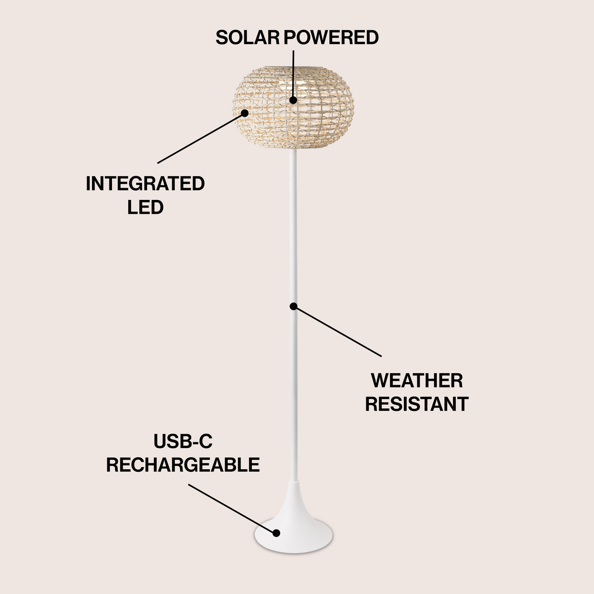 Jaemin 58-Inch Solar LED Rattan-Look Outdoor Floor Lamp - product image 9