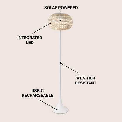 Jaemin 58-Inch Solar LED Rattan-Look Outdoor Floor Lamp - product image 9