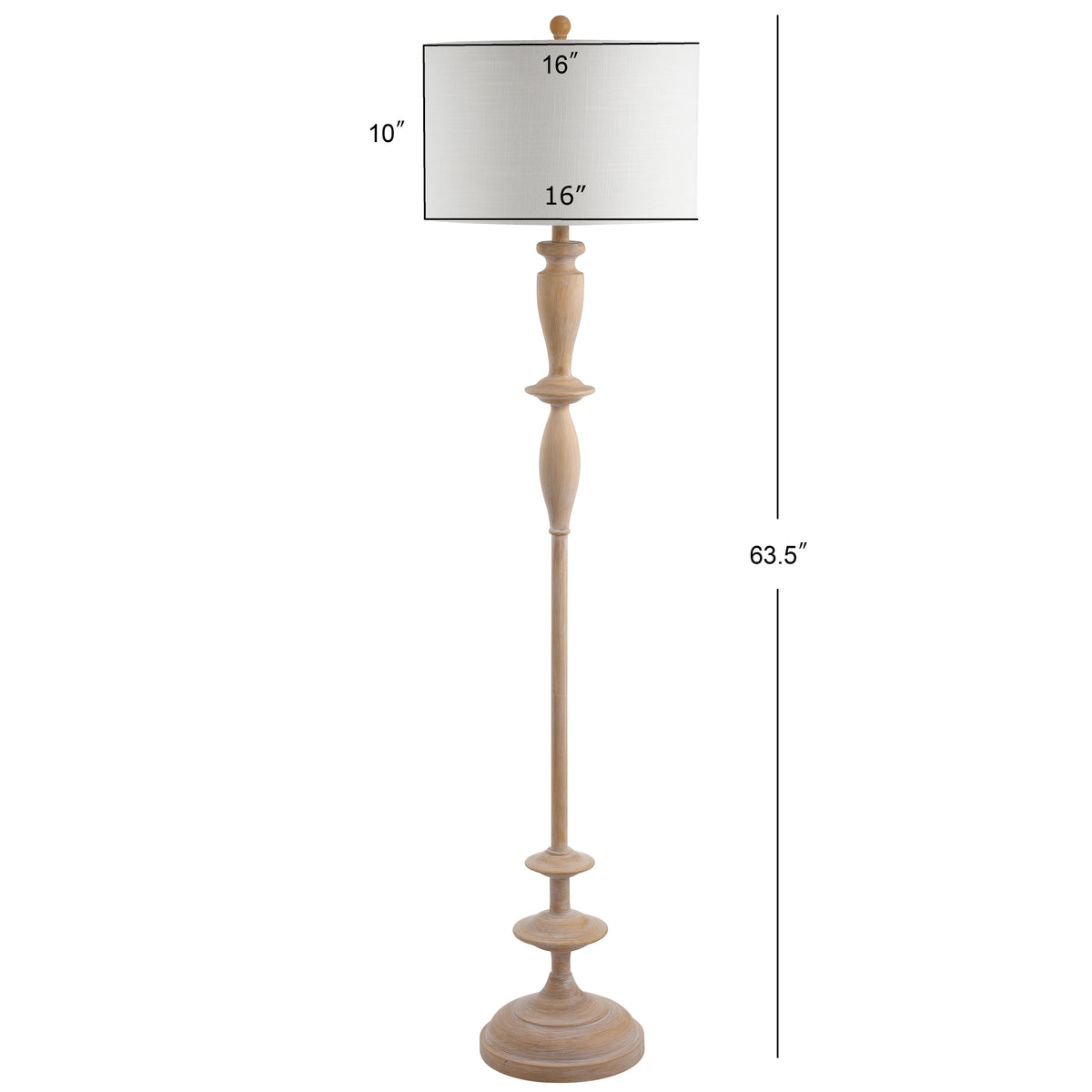 Aldrin Faux-Wood Resin Floor Lamp with Linen Shade - product image 3