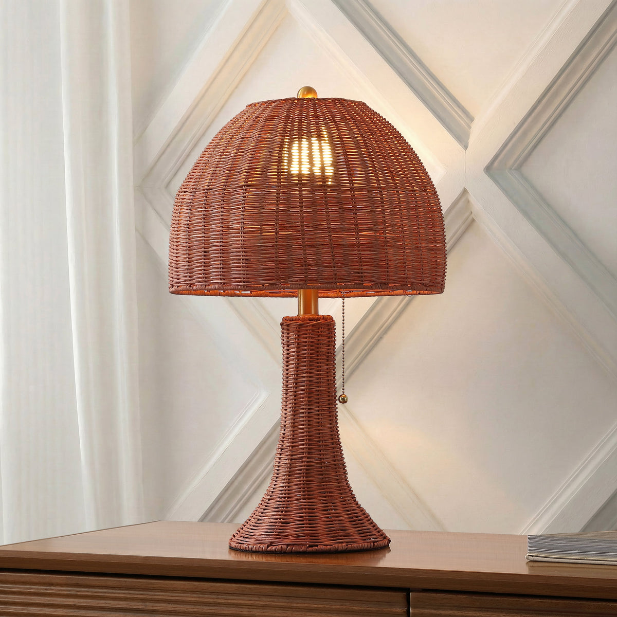 Joanie Woven Rattan Table Lamp with Pull Chains - product image 2