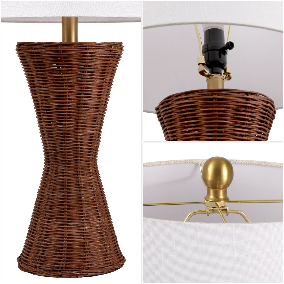 Laura Woven Rattan Hourglass Table Lamps - Set of 2 - product image 4