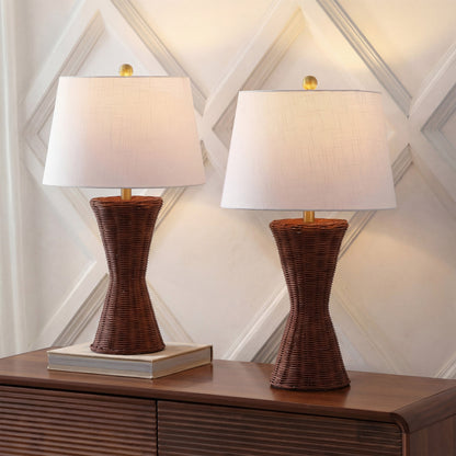 Laura Woven Rattan Hourglass Table Lamps - Set of 2 - product image 2