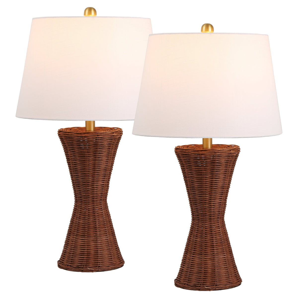 Laura Woven Rattan Hourglass Table Lamps - Set of 2 - product image 1