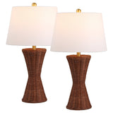Laura Woven Rattan Hourglass Table Lamps - Set of 2