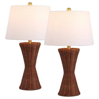 Laura Woven Rattan Hourglass Table Lamps - Set of 2