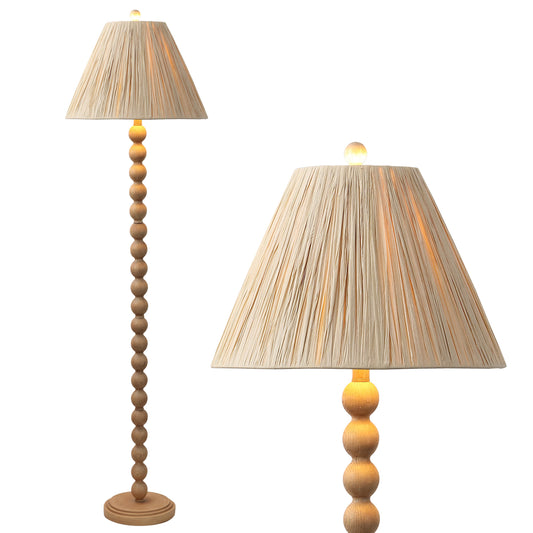 Wren 61.5-Inch Bobbin Resin Floor Lamp with Pleated Shade - product image 1