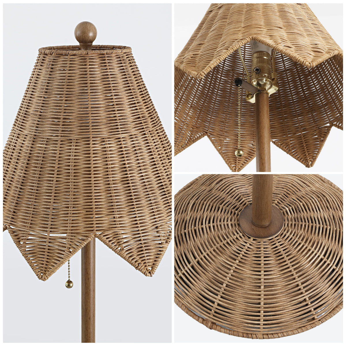 Tybee 60.5-Inch Rattan Floor Lamp with Scalloped Shade - product image 6