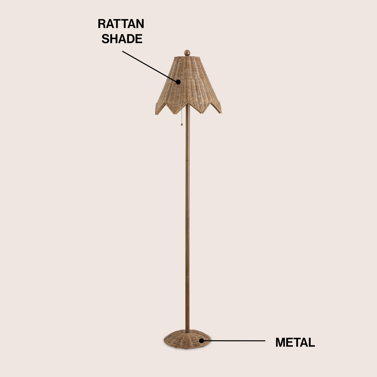 Tybee 60.5-Inch Rattan Floor Lamp with Scalloped Shade - product image 3