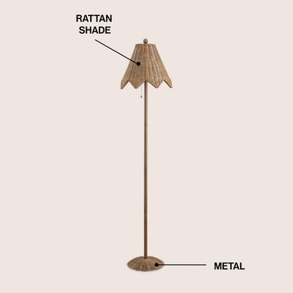 Tybee 60.5-Inch Rattan Floor Lamp with Scalloped Shade - product image 3