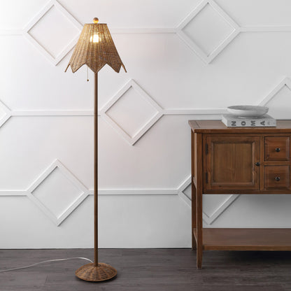 Tybee 60.5-Inch Rattan Floor Lamp with Scalloped Shade - product image 2
