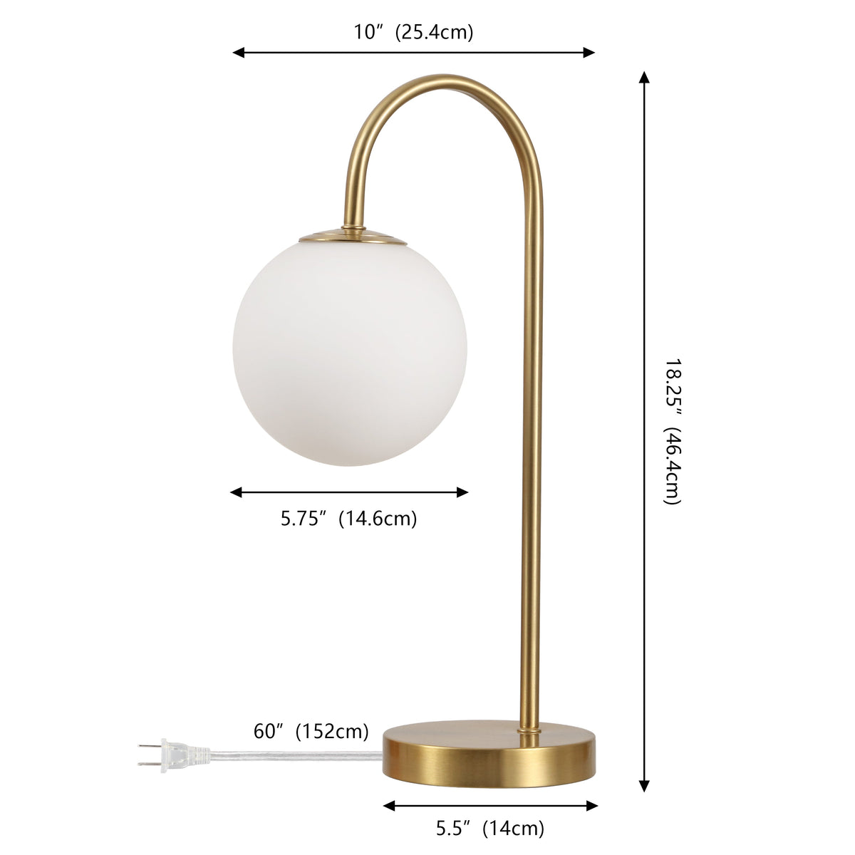 Arco Frosted Globe Table Lamp with Curved Metal Arm - product image 5