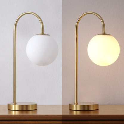 Arco Frosted Globe Table Lamp with Curved Metal Arm - product image 7