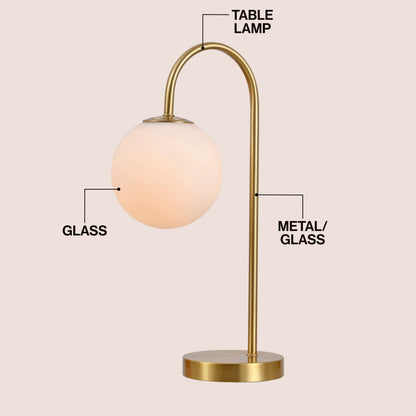 Arco Frosted Globe Table Lamp with Curved Metal Arm - product image 3