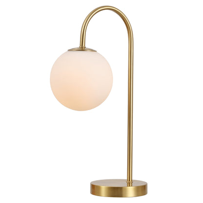Arco Frosted Globe Table Lamp with Curved Metal Arm