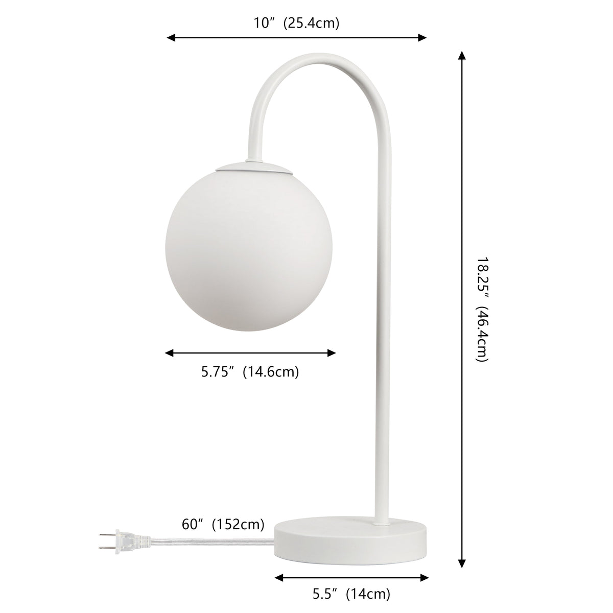 Arco Frosted Globe Table Lamp with Curved Metal Arm - product image 13